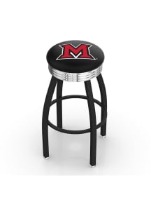 Miami RedHawks 3 Ring Chrome Seat Pub Stool - Black