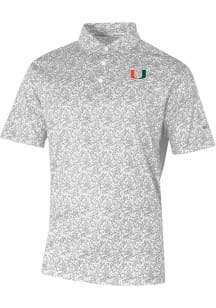 Columbia Miami Hurricanes Mens Grey Heat Seal Westside Country Short Sleeve Polo