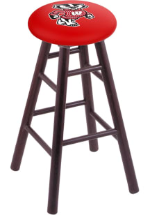 Brown Wisconsin Badgers Mascot Round Cushion Oak Pub Stool