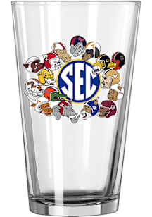 SEC Mascot Heads Pint Glass - White