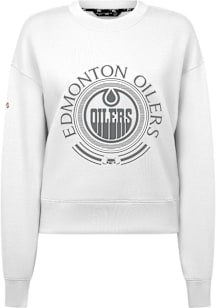 Levelwear Edmonton Oilers Mens White Sponge Crew Grain Long Sleeve Fashion Sweatshirt