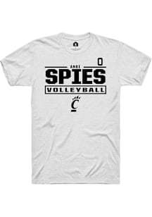 Andi Spies Cincinnati Bearcats White NIL Stacked Box Short Sleeve Player T Shirt