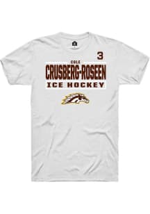 Cole Crusberg-Roseen Rally Mens White Western Michigan Broncos NIL Stacked Box Player T Shirt
