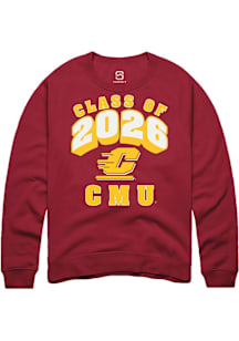 Summit Sportswear Central Michigan Chippewas Mens Maroon Class of 2026 Long Sleeve Crew Sweatshirt