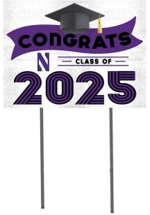 White Northwestern Wildcats 18x24 Yard Sign with Stakes Class of 2025 Yard Sign