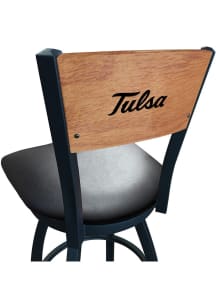 Black Tulsa Golden Hurricane Vinyl Seat Maple Back Swivel Pub Stool