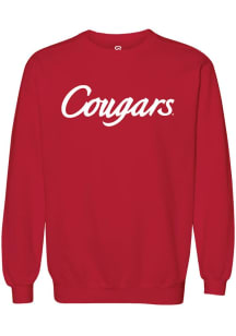 Summit Sportswear Houston Cougars Mens Red Script Long Sleeve Crew Sweatshirt