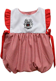 Vive La Fete Fresno State Bulldogs Baby Girls Cardinal Gingham Bubble Short Sleeve Dress