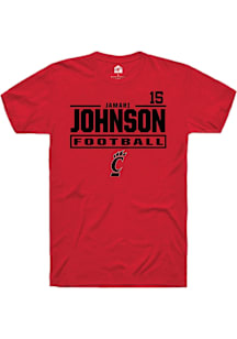 Jamari Johnson Cincinnati Bearcats Red Football NIL Stacked Box Short Sleeve Player T Shirt