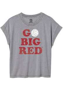 Summit Sportswear Nebraska Cornhuskers Womens Grey Go Big Red Short Sleeve T-Shirt