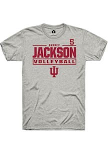 Audrey Jackson Indiana Hoosiers Ash NIL Stacked Box Short Sleeve Player T Shirt