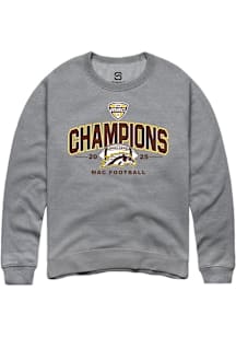 Summit Sportswear Western Michigan Broncos Mens Graphite MAC 2025 Football Champions Long Sleeve C..
