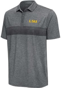 Antigua LSU Tigers Mens Charcoal Dashing Short Sleeve Polo