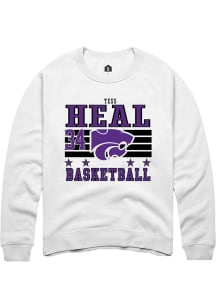 Tess Heal Rally Mens White K-State Wildcats NIL Striped Player Crew