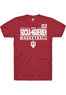 Zania Socka-Nguemen Indiana Hoosiers Crimson NIL Stacked Box Short Sleeve Player T Shirt