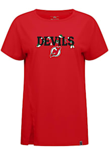 Levelwear New Jersey Devils Womens Red Influx Festive Short Sleeve T-Shirt