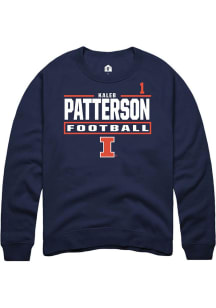 Kaleb Patterson Rally Mens Navy Blue Illinois Fighting Illini NIL Stacked Box Player Crew