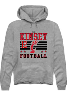 Zeb Kinsey Cincinnati Bearcats Mens Grey Football NIL Striped Player Hood