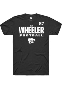 Ben Wheeler Rally Mens Black K-State Wildcats NIL Stacked Box Player T Shirt