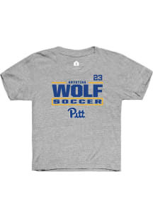 Krystina Wolf Youth Grey Pitt Panthers NIL Stacked Box Short Sleeve Player T-Shirt