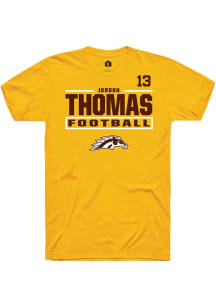 Jordon Thomas Gold Western Michigan Broncos NIL Stacked Box Short Sleeve T Shirt