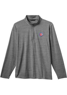 Travis Mathew Chicago Cubs Mens Grey Heater Long Sleeve Qtr Zip Pullover
