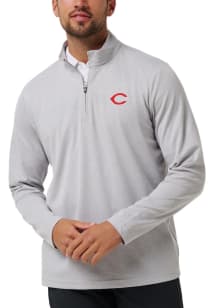Travis Mathew Cincinnati Reds Mens Grey Time to Tailgate Long Sleeve Qtr Zip Pullover