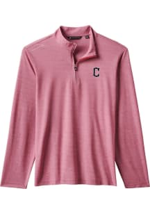 Travis Mathew Cleveland Guardians Mens Red Time to Tailgate Long Sleeve Qtr Zip Pullover