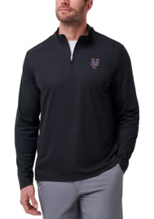 Travis Mathew New York Mets Mens Black Time to Tailgate Long Sleeve Qtr Zip Fashion Pullover