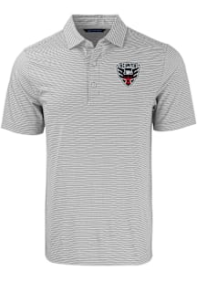 Cutter and Buck DC United Mens Grey Forge Double Stripe Short Sleeve Polo