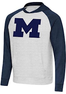 Antigua Michigan Wolverines Mens Navy Blue Full Front Urgent Long Sleeve Hoodie