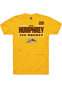 Ryan Humphrey Rally Mens Gold Western Michigan Broncos NIL Stacked Box Player T Shirt