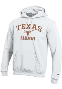 Champion Texas Longhorns Mens White Logo Alumni Powerblend Long Sleeve Hoodie