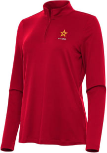 Antigua Army Womens Red Reprocess Recycled Qtr Zip Pullover