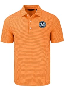 Cutter and Buck New York City FC Mens Orange Forge Eco Fine Line Short Sleeve Polo