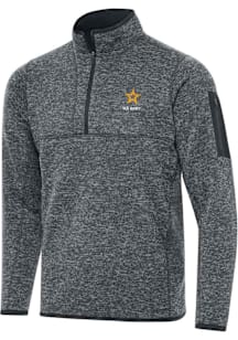 Antigua Army Mens Grey Fortune Long Sleeve Qtr Zip Pullover