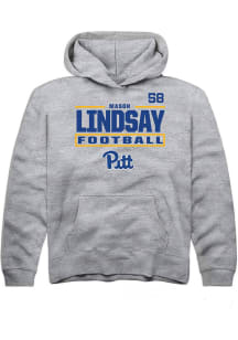 mason lindsay Rally Youth Grey Pitt Panthers NIL Stacked Box Long Sleeve Player Hoodie