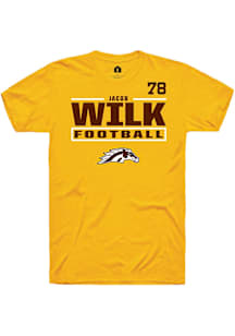 Jacob Wilk Western Michigan Broncos Gold Football NIL Stacked Box Short Sleeve Player T Shirt