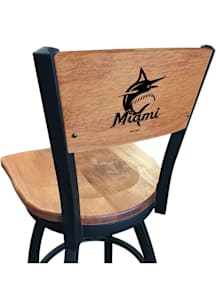 Miami Marlins Wood Seat Maple Back Swivel Pub Stool - Brown