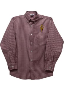 Vive La Fete Arizona State Sun Devils Toddler Maroon Gingham Long Sleeve Polo