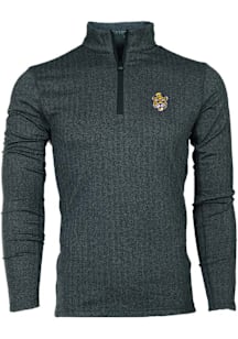 Greyson LSU Tigers Mens Black Tate Herringbone Long Sleeve Qtr Zip Pullover