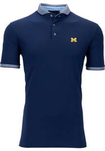 Mens Michigan Wolverines Navy Blue Greyson Cherokee Short Sleeve Polo Shirt