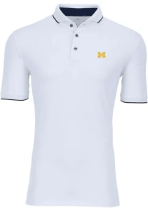 Mens Michigan Wolverines White Greyson Cherokee Short Sleeve Polo Shirt