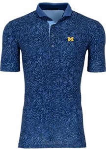 Mens Michigan Wolverines Blue Greyson Den of Thieves Short Sleeve Fashion Polo