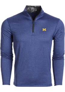 Mens Michigan Wolverines Blue Greyson Tate Herringbone Qtr Zip Pullover