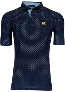 Mens Michigan Wolverines Navy Blue Greyson Icon Short Sleeve Polo Shirt