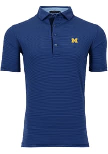 Mens Michigan Wolverines Navy Blue Greyson Saranac Short Sleeve Polo Shirt