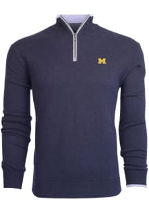 Mens Michigan Wolverines Blue Greyson Sebonack Qtr Zip Fashion Pullover