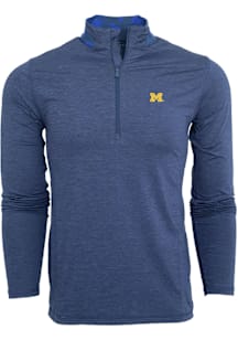 Greyson Michigan Wolverines Mens Blue Guide Long Sleeve Qtr Zip Pullover