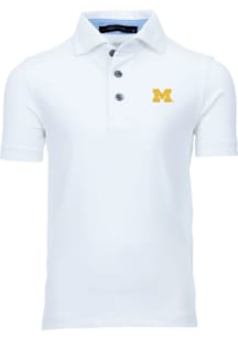 Greyson Michigan Wolverines Youth White Tala Short Sleeve Polo Shirt